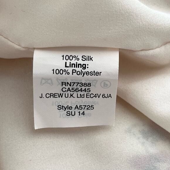 Madewell 100% Silk Floral Dress‎ Waist Tie with Pockets Cream Gray Red, Size 4 - Picture 11 of 12